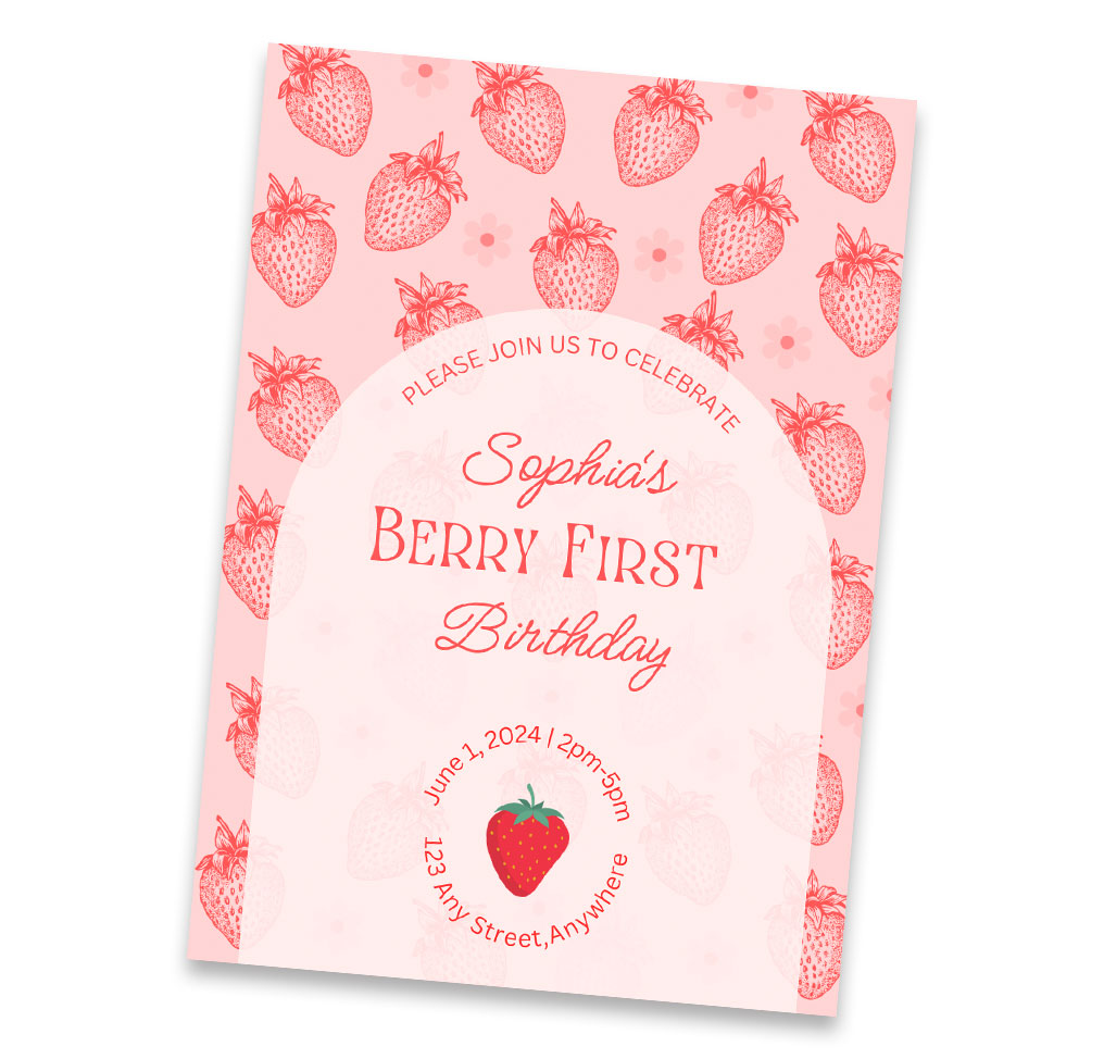 Kimberly Pomeroy Design Digital - First Birthday Design - Greeting Card